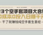 23个空手套项目大合集,0成本0投入日赚千元,干了就赚钱纯空手套生意经-老胡轻创社