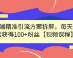 高端精准引流方案拆解,每天轻松获得100+粉丝【视频课程】-老胡轻创社