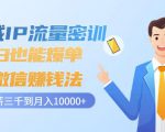私域IP流量密训：小白也能爆单的微信赚钱法，从月薪三千到月入10000+-老胡轻创社