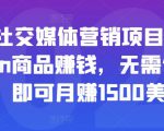 亚马逊社交媒体营销项目，推广Amazon商品赚钱，无需任何投资，即可月赚1500美元-老胡轻创社