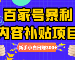 百家号暴利内容补贴项目,图文10元一条,视频30一条,新手小白日赚300+-老胡轻创社