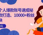 小红书个人爆款账号速成秘籍，爆款打造、10000+粉丝引流秘诀-老胡轻创社