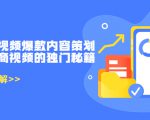 带货短视频爆款内容策划，关于电商视频的独门秘籍（价值499元）-老胡轻创社