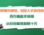 搞笑聊天账号，轻松入手高效变现，百万操盘手亲授，小白也能涨粉数十万-老胡轻创社