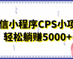 微信小程序CPS小项目，有微信就能做，轻松上手躺赚5000+-老胡轻创社
