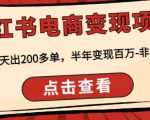 顽石·小红书电商变现项目,实测当天出200多单,半年变现百万,非常稳定-老胡轻创社