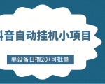 抖音自动挂机小项目,单设备日撸20+,可批量,号越多收益越大-老胡轻创社