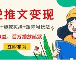 小说推文训练营：引流技巧+爆款实操+矩阵号玩法，百倍效益、百万播放秘笈-老胡轻创社