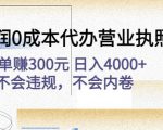 高利润0成本代办营业执照项目:一单赚300元日入4000+不会违规,不会内卷-老胡轻创社