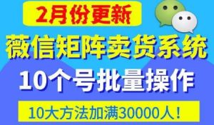 微信矩阵卖货系统,多线程批量养10个微信号,10种加粉落地方法,快速加满3W人卖货!-老胡轻创社
