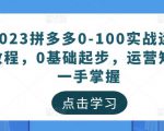 2023拼多多0-100实战运营教程，0基础起步，运营知识一手掌握-老胡轻创社