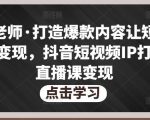 不韦老师·打造爆款内容让短视频快速变现,抖音短视频IP打造及直播课变现-老胡轻创社