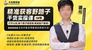 杨光·精准获客野路子,黑科技快速获取精准客户,这也许是全网最低的获客方法了-老胡轻创社