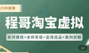 程哥·2023淘宝蓝海虚拟电商,虚拟产品实操运营,蓝海选品+案例拆解-老胡轻创社