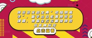 拼多多实战宝典“初级到高手”,新手小白必看拼多多课程,带你全方位解读拼多多各种玩法-老胡轻创社