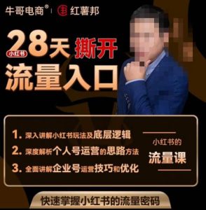 牛哥电商红薯邦28天撕开小红书流量入口,小红书运营系列课,快速掌握小红书的流量密码-老胡轻创社