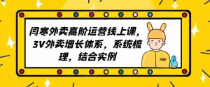 2023外卖高阶运营线上课,3V外卖增长体系,系统梳理,结合实例-老胡轻创社
