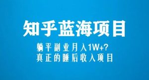 知乎蓝海玩法,躺平副业月入1W+,真正的睡后收入项目(6节视频课)-老胡轻创社
