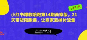 小红书爆款陪跑第14期商家版,21天带货陪跑课,让商家丢掉付流量-老胡轻创社