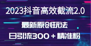 日引300＋创业粉，独家抖音高效截流2.0玩法（价值1280）-老胡轻创社