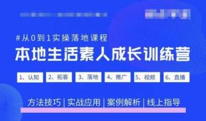 抖音本地生活素人成长训练营,从0到1实操落地课程,方法技巧|实战应用|案例解析-老胡轻创社