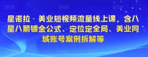 星诺拉·美业短视频流量线上课,含八星八箭镀金公式、定位定全局、美业同城账号案例拆解等-老胡轻创社