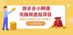 黄岛主·拼多多小网课无版权虚拟项目分享课:起店之后每天100-200收入-老胡轻创社