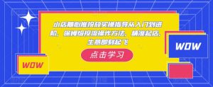 小店随心推投放实操指导从入门到进阶，保姆级投流操作方法，精准起店，生意即刻起飞-老胡轻创社