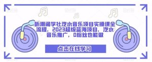 听潮阁学社汽水音乐项目实操课全流程,2023超级蓝海项目,汽水音乐推广,0粉丝也能做-老胡轻创社