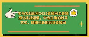 老马实战起号2023直播间全套精细化实战运营,学会正确的起号方式,精细化长期运营直播间-老胡轻创社