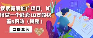 搜索霸屏推广项目，如何做一个能卖10万的权重6网站（揭秘）-老胡轻创社