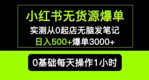 小红书无货源爆单实测从0起店无脑发笔记爆单3000+长期项目可多店-老胡轻创社