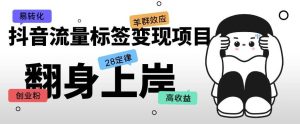 抖音流量标签变现项目，抖音创业粉轻松转化，单价高收益简单-老胡轻创社