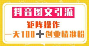 抖音图文引流矩阵操作一天100+创业精准粉(5节视频课+素材模板)-老胡轻创社