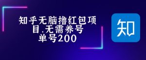 最新知乎撸红包项长久稳定项目，稳定轻松撸低保【详细玩法教程】-老胡轻创社