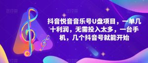 抖音音乐号U盘项目,一单几十利润,无需投入太多,一台手机,几个抖音号就能开始-老胡轻创社