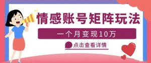 云天情感账号矩阵项目,简单操作,月入10万+可放大(教程+素材)-老胡轻创社