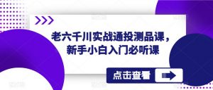 老六千川实战通投测品课,新手小白入门必听课-老胡轻创社