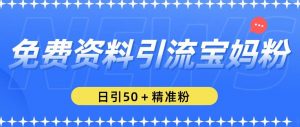 免费资料引流宝妈粉，日引50+精准粉【揭秘】-老胡轻创社