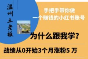 温州土老板·小红书引流获客训练营，手把手带你做一个赚钱的小红书账号-老胡轻创社