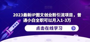 2023最新IP图文创业粉引流项目，普通小白全职可以月入1-3万-老胡轻创社