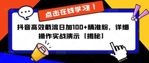抖音高效截流日加100+精准粉,详细操作实战演示【揭秘】-老胡轻创社