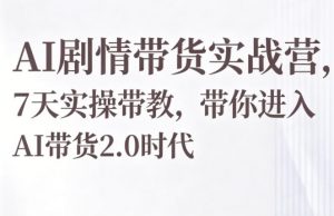 AI剧情带货实战营,7天实操带教,带你进入AI带货2.0时代-老胡轻创社